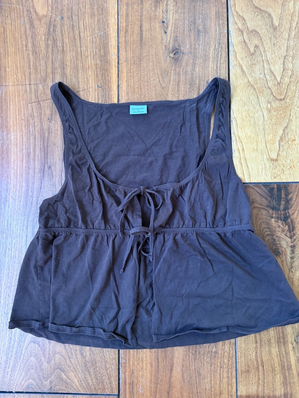 Sunday Best Dark Brown Tie-Front Tank Top